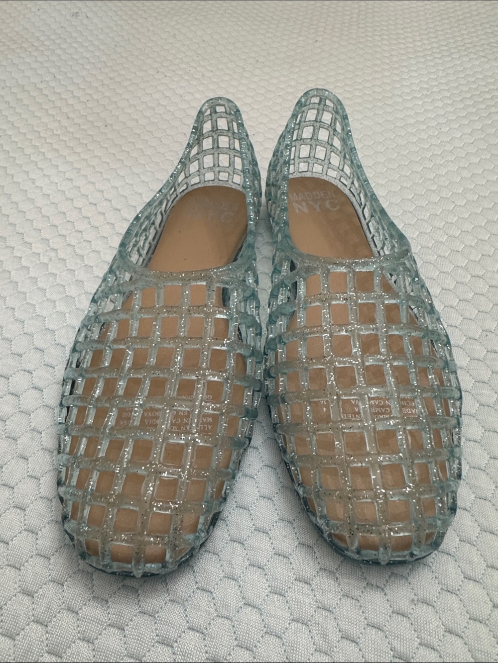 Madden NYC Light Blue Jelly Woven Ballet Flats